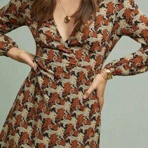 Anthropologie Ottod'Ame Tigress Tunic Dress Tigers V-neck